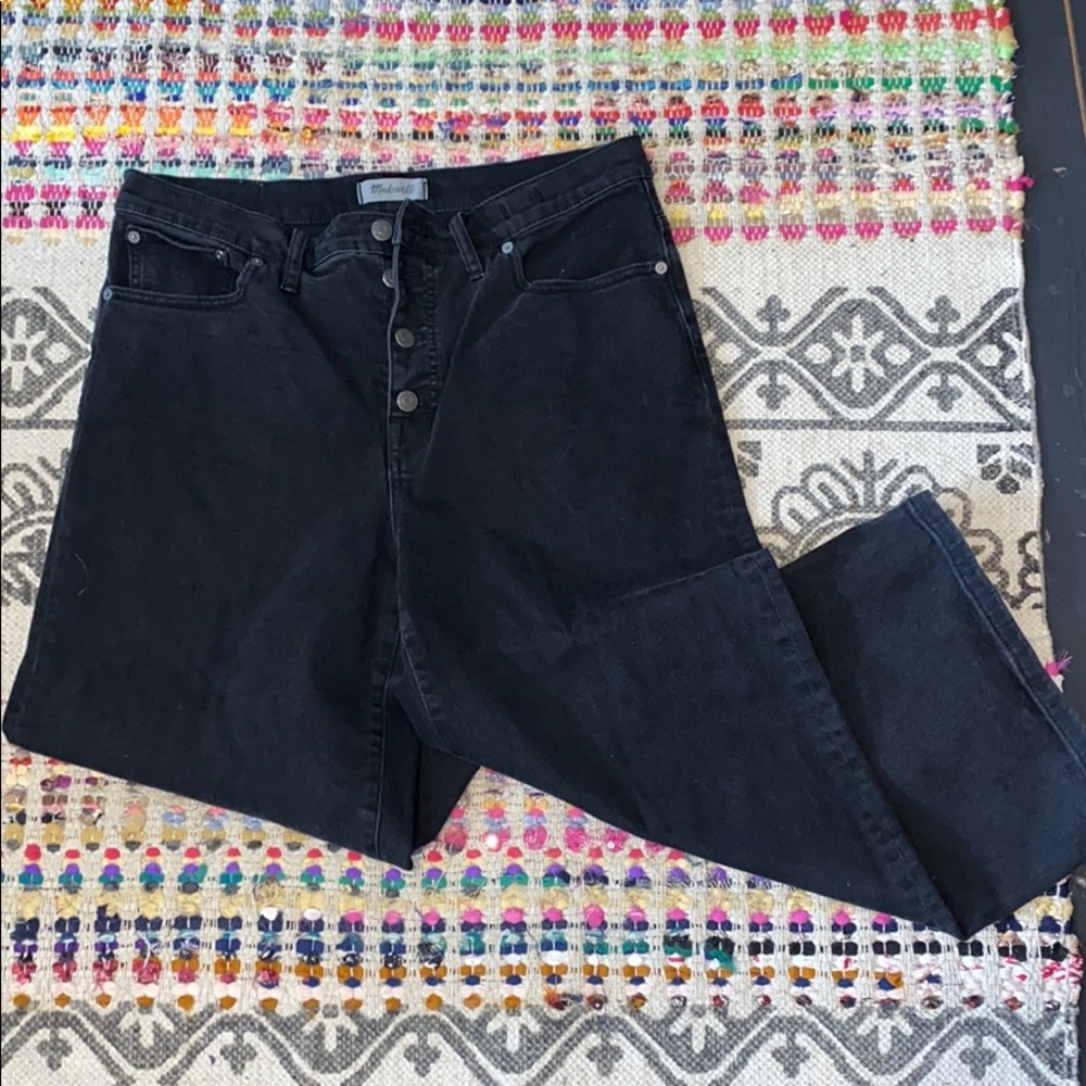 Madewell Black Wide-leg Crop Denim